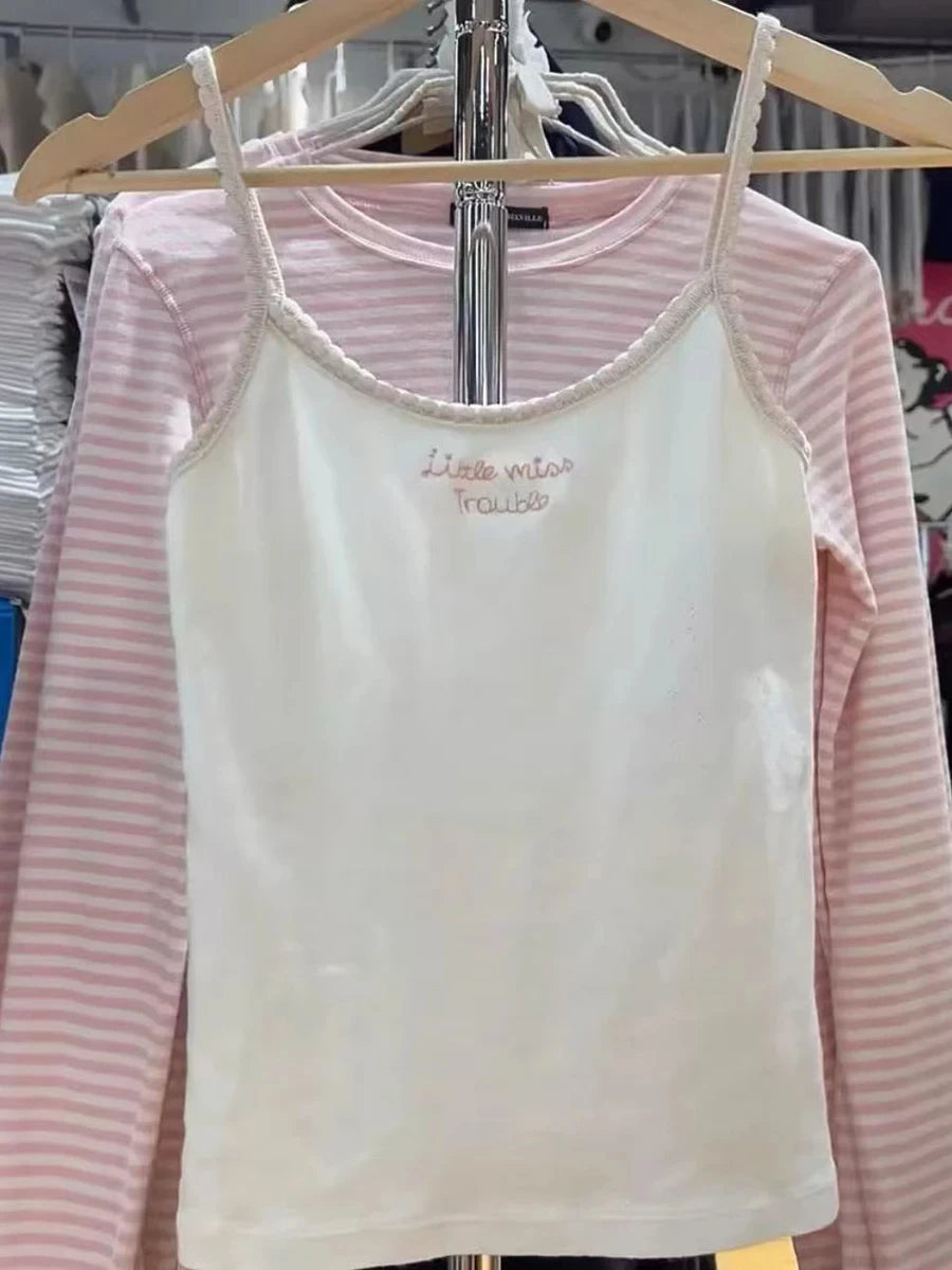 Girls And Cats Embroidered Cami