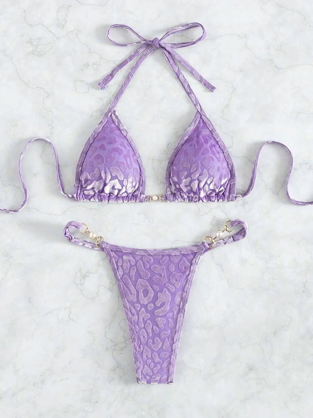 Leopard Halter Mini Thong Bikini