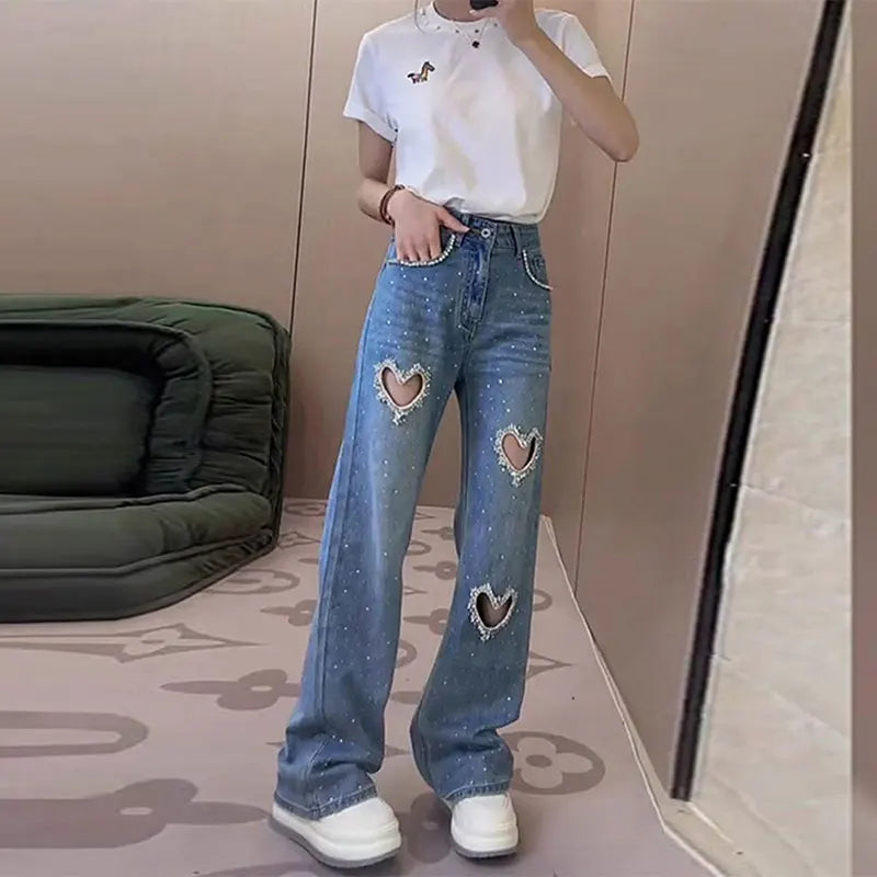 Rhinestone Heart Jeans