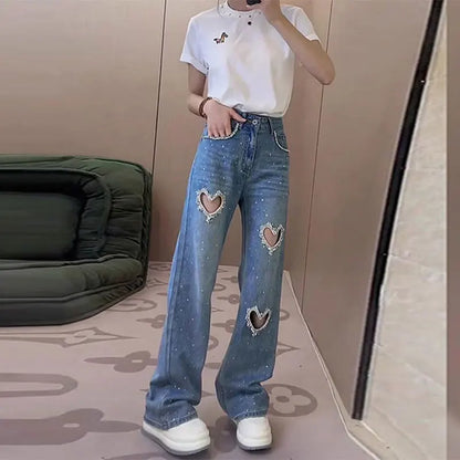 Rhinestone Heart Jeans