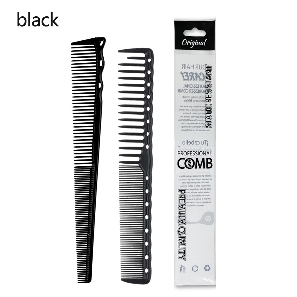 2PCS Set Professional Barbershop Hairdressing Dense Teeth Comb Anti-Static Edge Corner Comb Flat Haircut Styling Trimming Tools