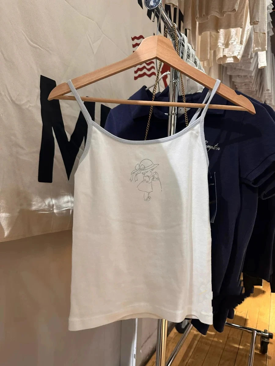 Girls And Cats Embroidered Cami