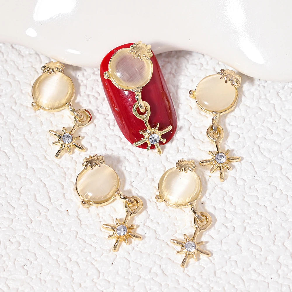 10Pcs Zircon Pendant Luxury Nail Art Charms 3D Gold Metal Nail Crystal Shinying Diamond Flowers/Butterlfy Manicure Accessories