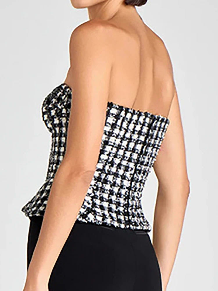 Tweed Strapless Corset Top