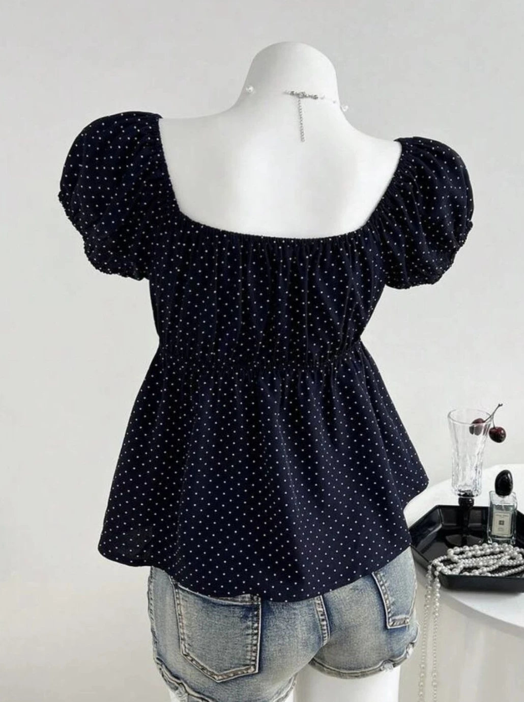 Polka Dot Babydoll Top