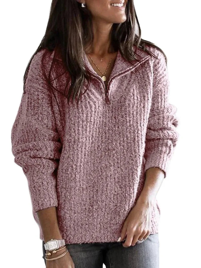 Solid Cotton Knitted Sweater