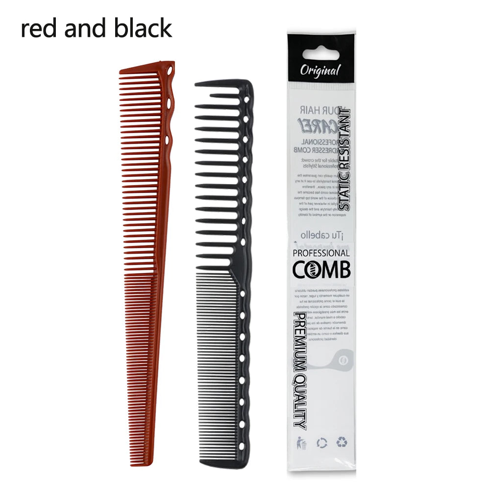 2PCS Set Professional Barbershop Hairdressing Dense Teeth Comb Anti-Static Edge Corner Comb Flat Haircut Styling Trimming Tools