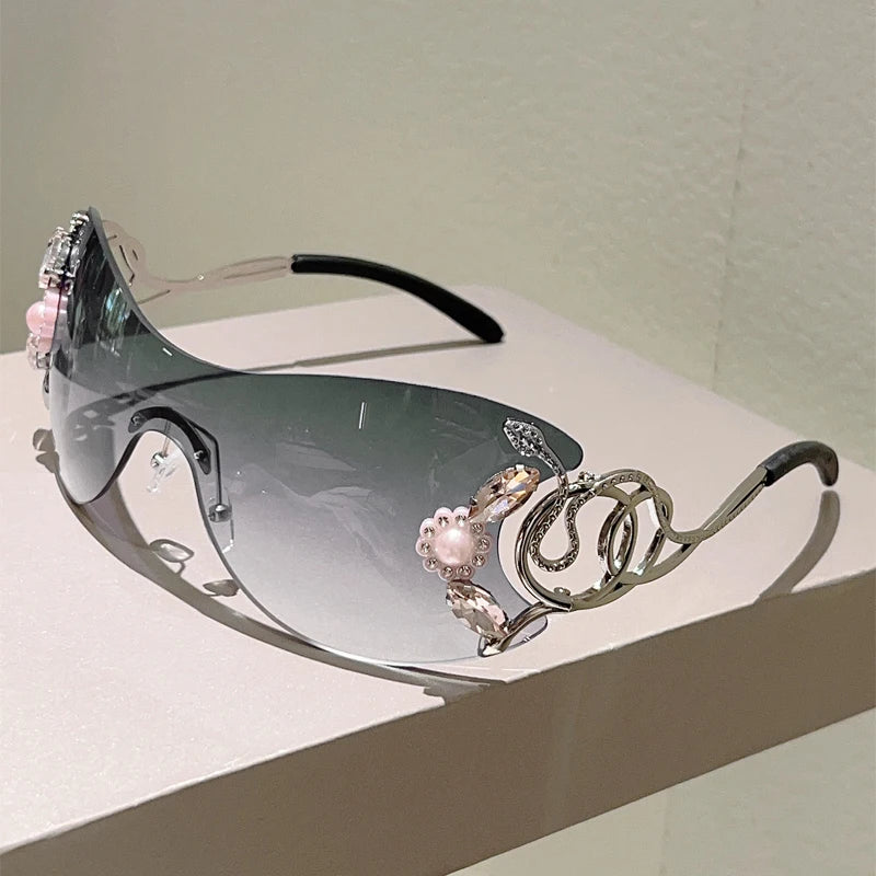 KAMMPT Rimless Sunglasses with Rhinestones