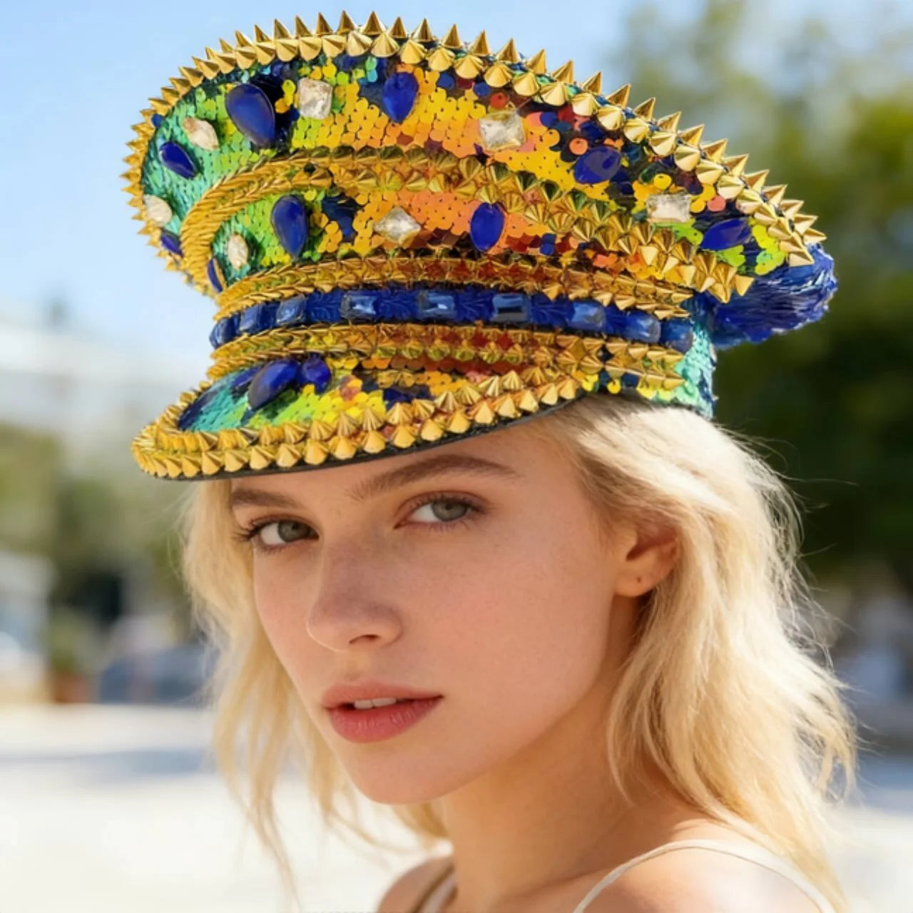Steampunk Rhinestone Captain Hat