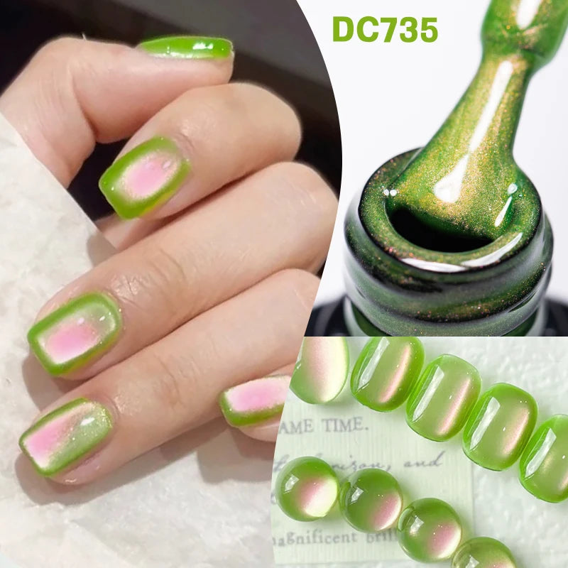 MTSSII 7ml Guava Cat Magnetic Nail Gel Polish Soft Emerald Green Nail Art Varnishes Long Lasting UV/LED Manicure for Nails DIY