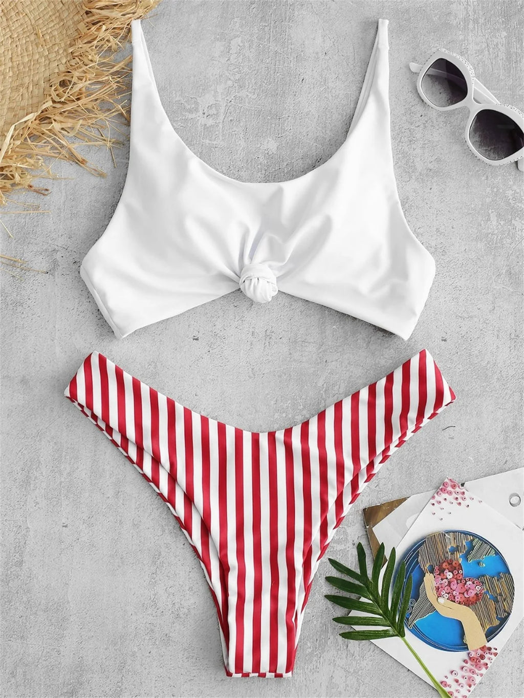Scoop Neck Striped Bikini