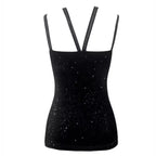 Glitter Rhinestone V-Neck Cami
