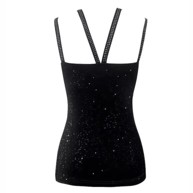 Glitter Rhinestone V-Neck Cami