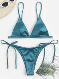 Veinkueeni Satin High Leg Cut Brazilian Bikini