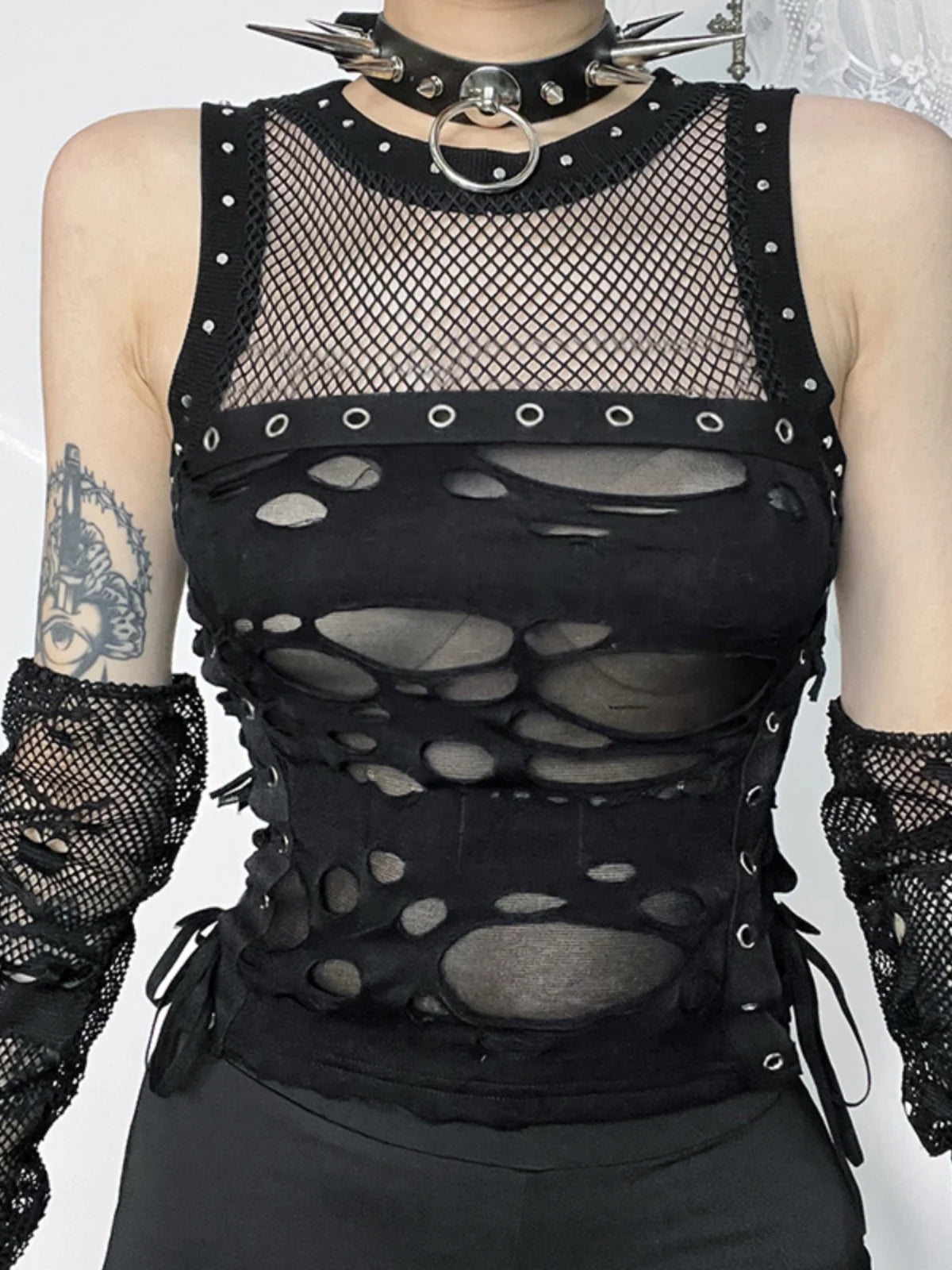 Fishnet Backless Top
