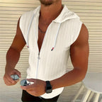 Sleeveless Zippered Jacquard Top