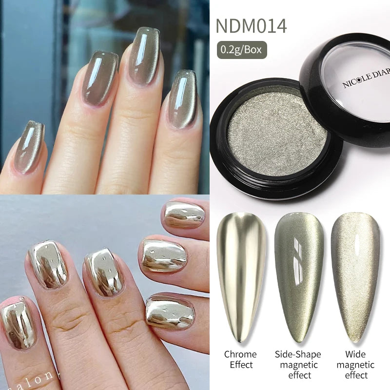 Water Light Purple Cat Magnetic Nail Powder Glitter Cat Magnet Effect Metallic Nail Pigment Dust Nail Art Supplies Decoration