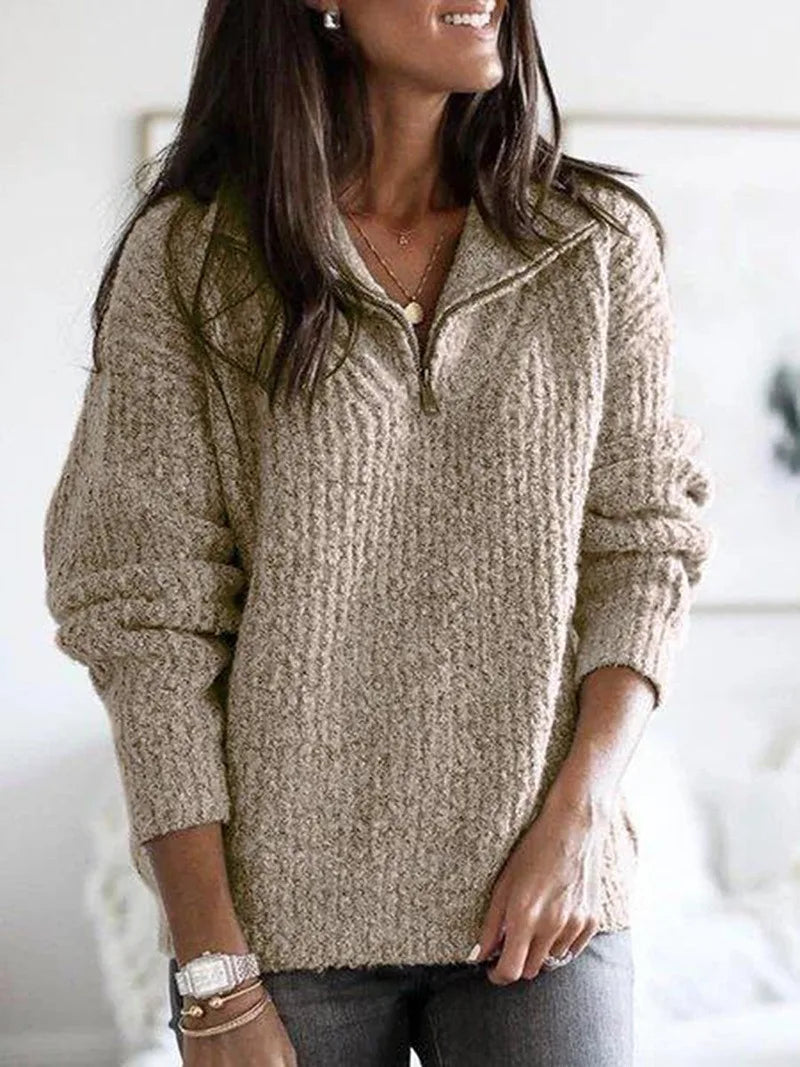 Solid Cotton Knitted Sweater