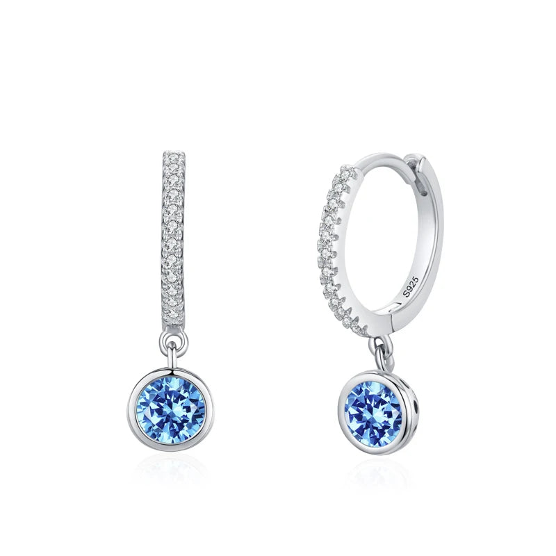 925 Sterling Silver Sparkling Circle Multicolour Crystal Hoop Earrings