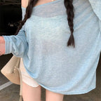 Cross-Cut Hollow Design Long-Sleeved T-Shirt