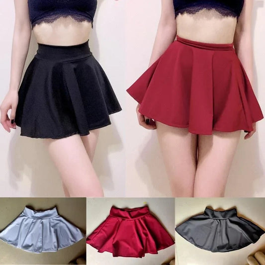 High Wiast A-Line Silk Mini Pleated Skirt