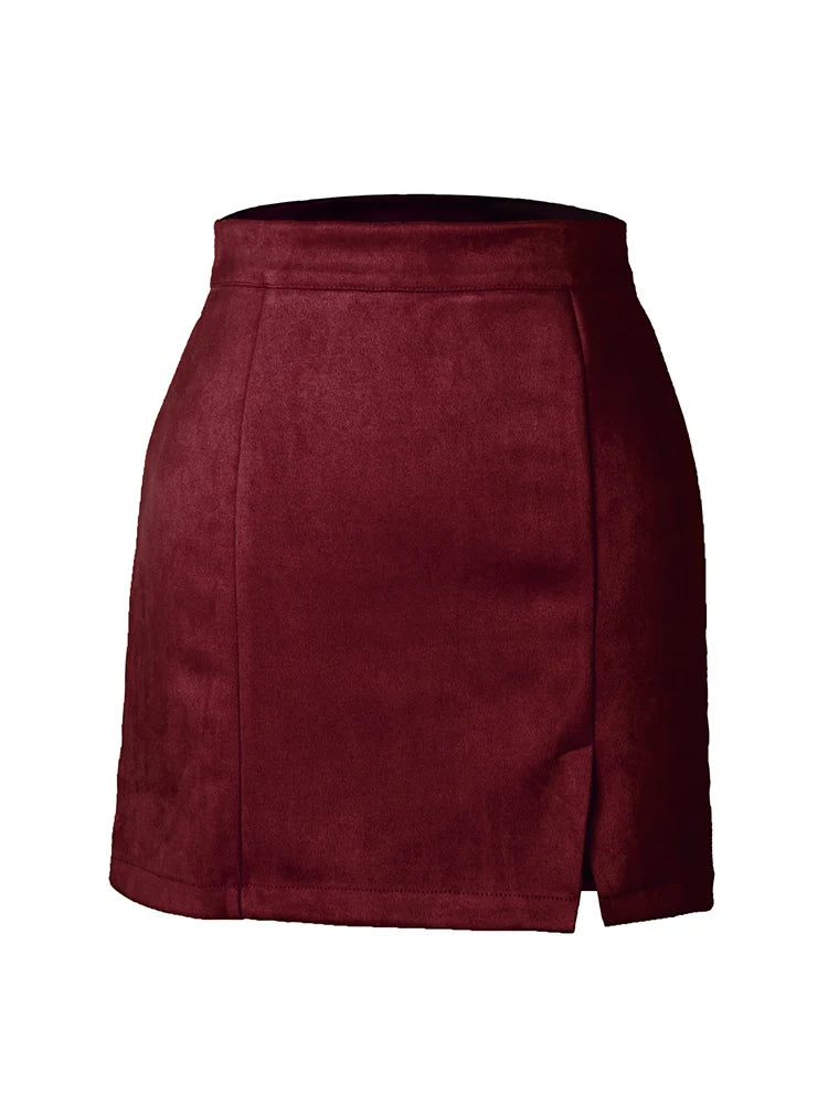MiuKoMiYa A Line Suede Mini Skirt