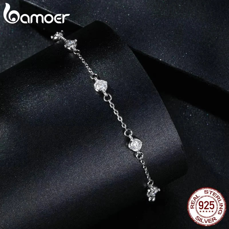 925 Sterling Silver Bezel Setting Starry Moissanite Bracelet