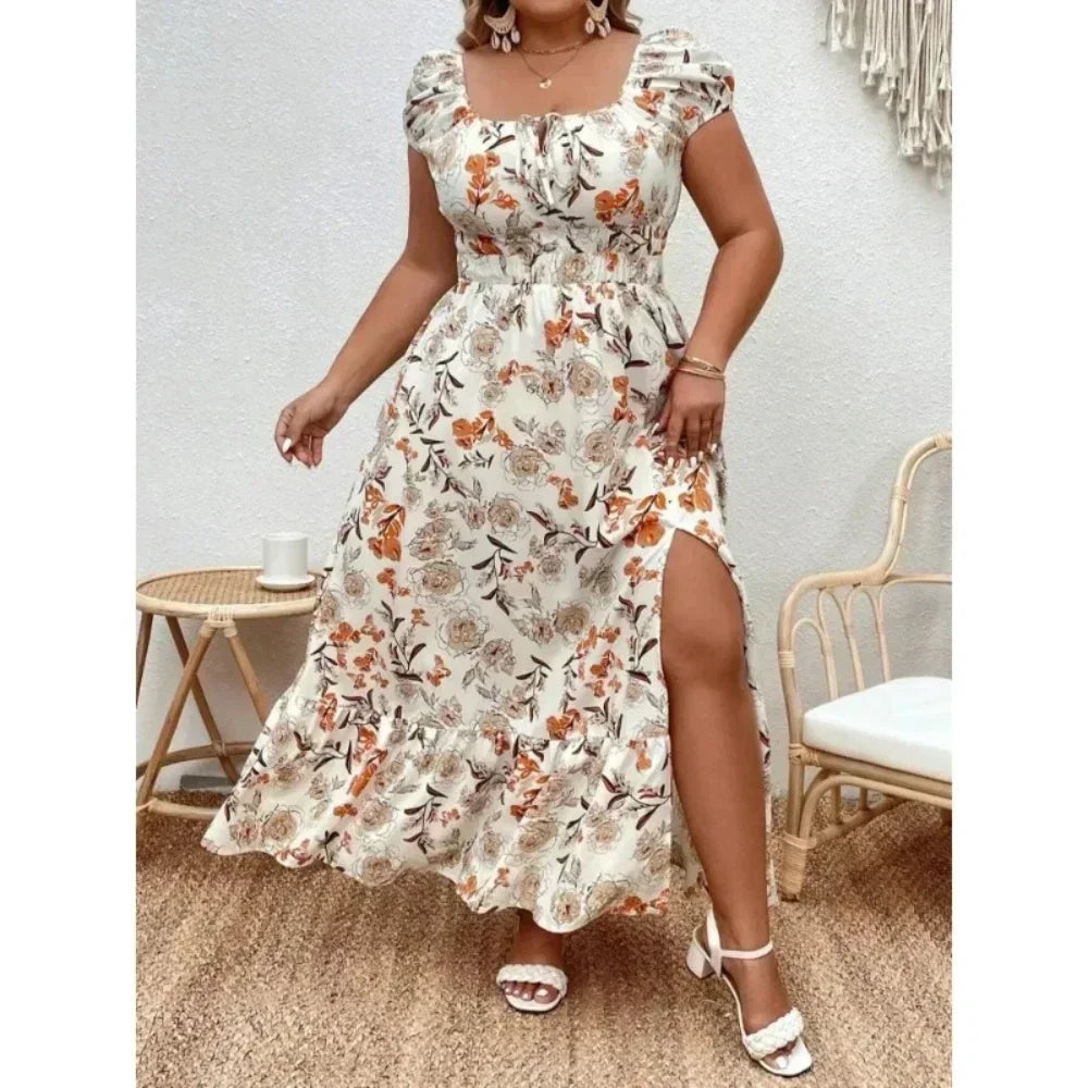 Flower Casual Long Party Dress