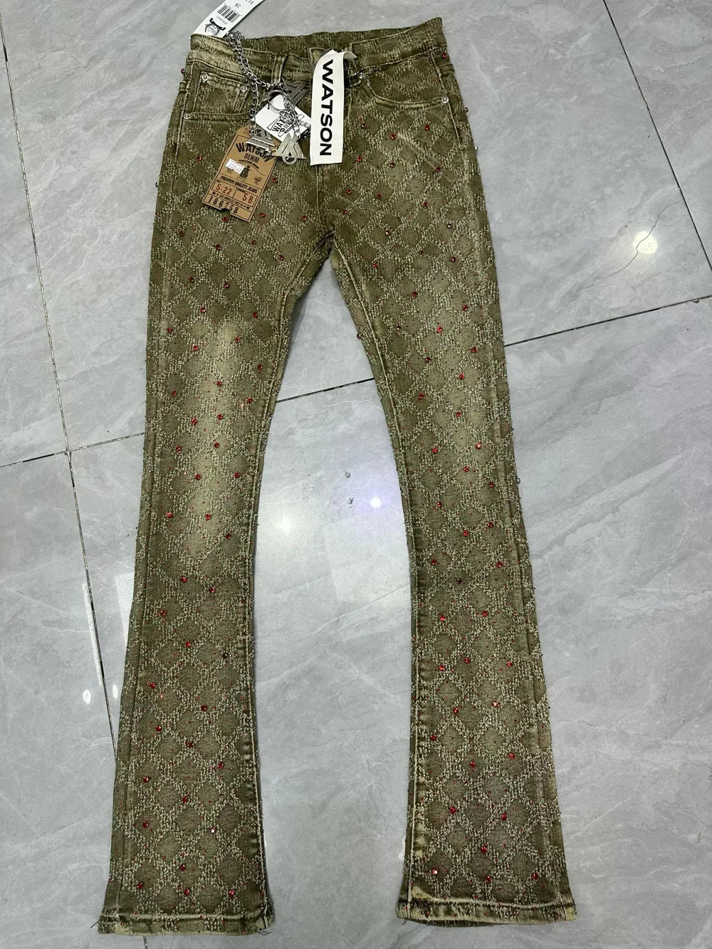 Rhinestone Denim Flared Jeans