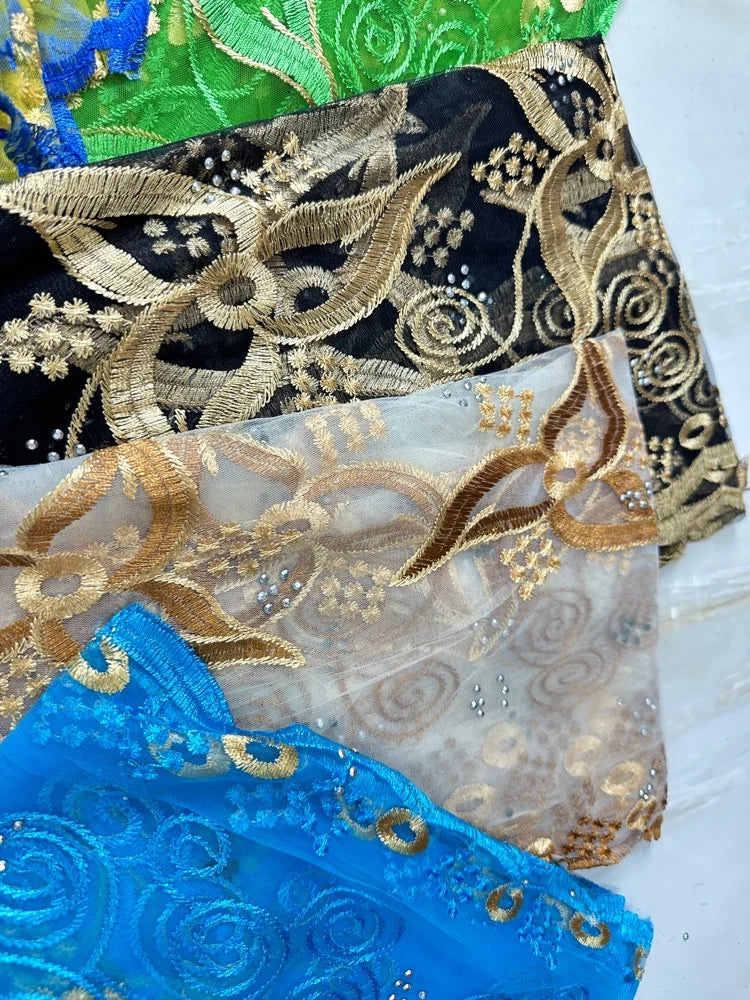 On Sale 2026 New African Net Hijab Scarf for Muslim Women African Dubai Islam Headscarf Embroidery Shawls Voile
