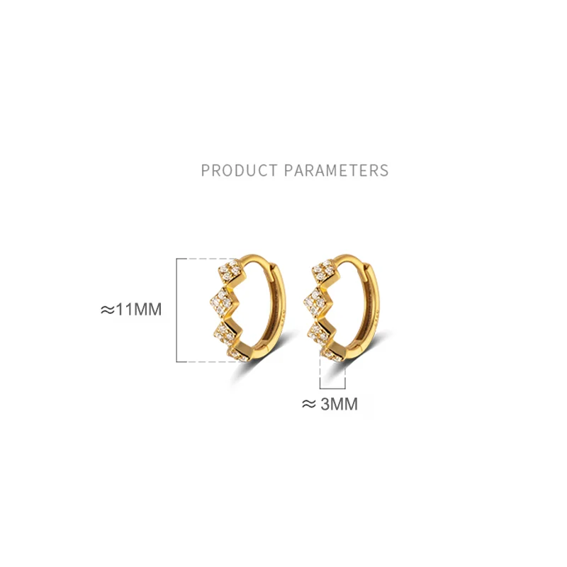 925 Sterling Silver Geometric Diamond Pavé CZ Zircon Charm Hoop Earrings