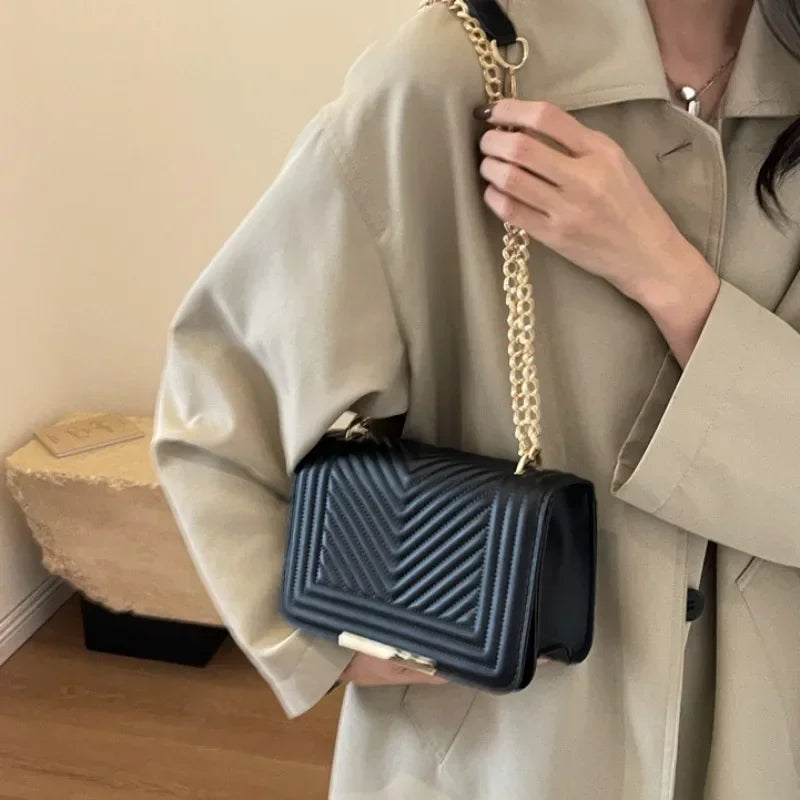 Chevron Chain Shoulder Bag