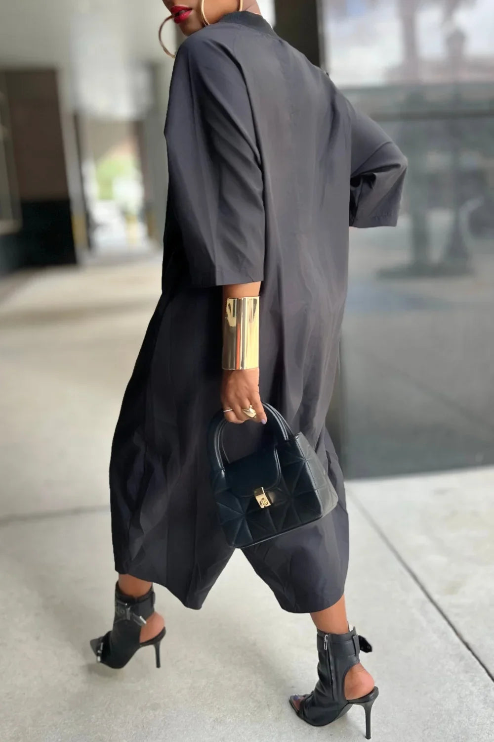 3/4 Sleeve Pocket  Harem Jumpsuit