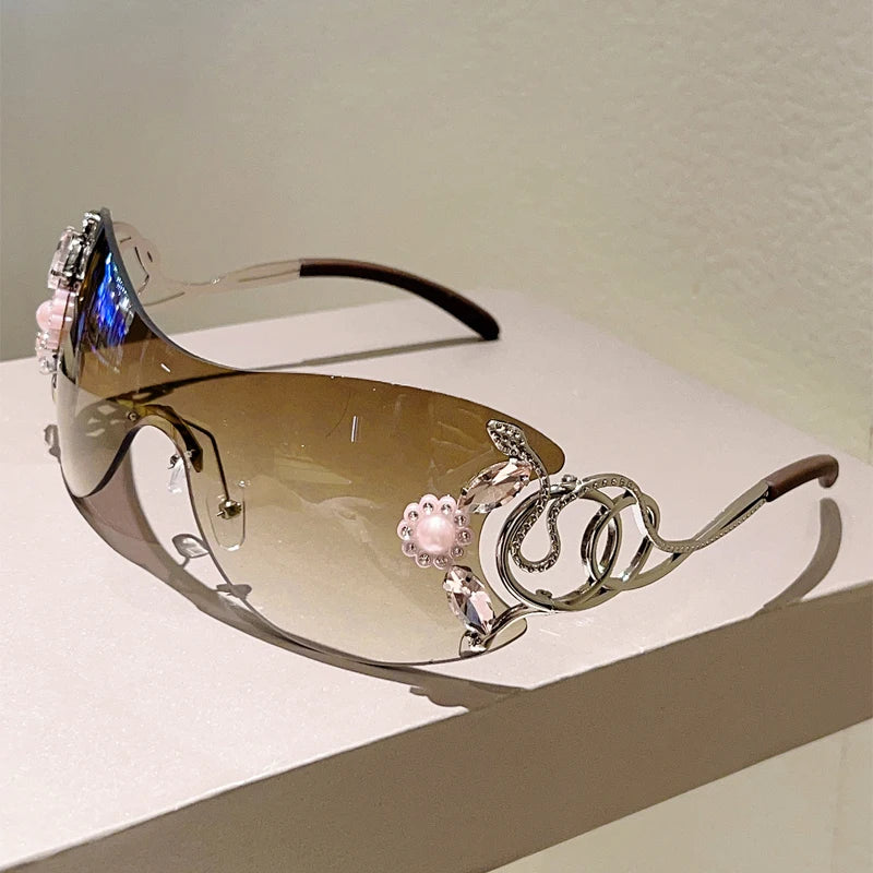 KAMMPT Rimless Sunglasses with Rhinestones