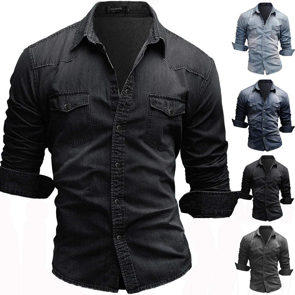 Solid Turn Down Collar Full Sleeve Single Breasted Simple Slim Fit Button Shirt