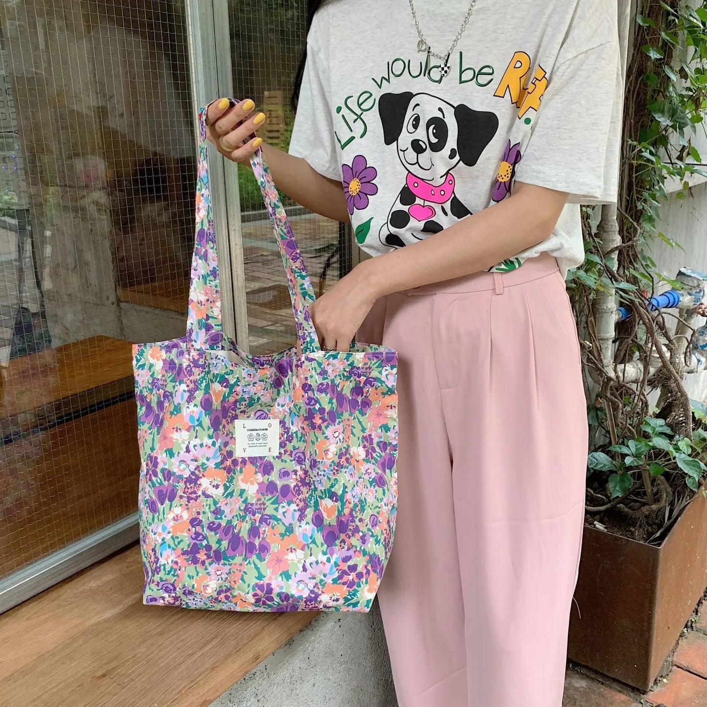 Floral Canvas Tote Bag