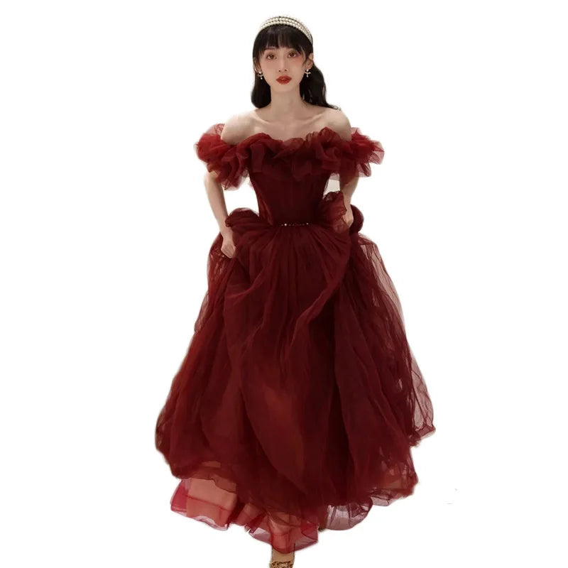 Ruffled Tulle Ball Gown