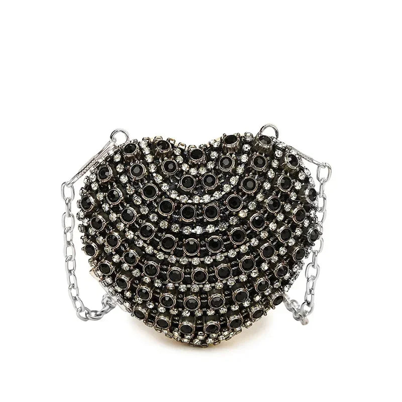 Luxury Mini Diamond Inlay Heart Shape Crystal Clutch