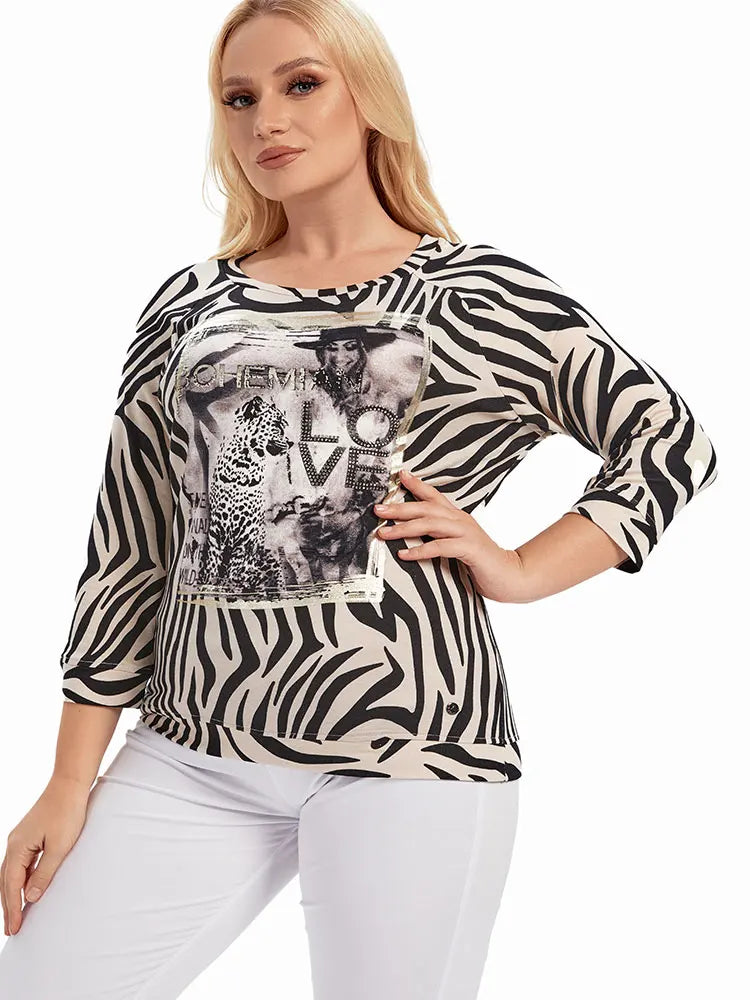 Round Neck Zebra Print Shirt