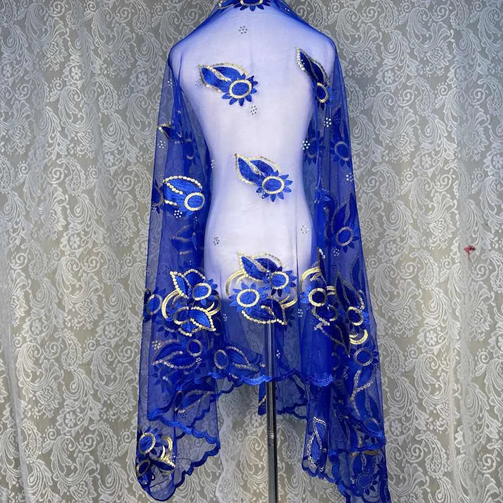 On Sale 2026 New African Net Hijab Scarf for Muslim Women African Dubai Islam Headscarf Embroidery Shawls Voile