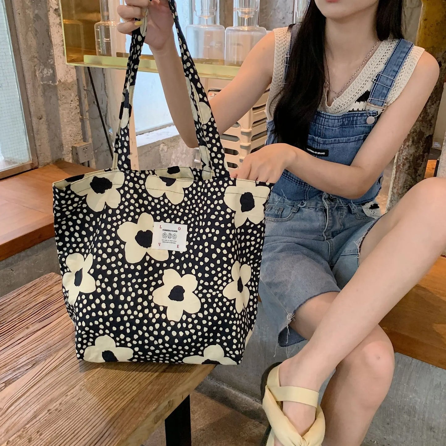 Floral Canvas Tote Bag