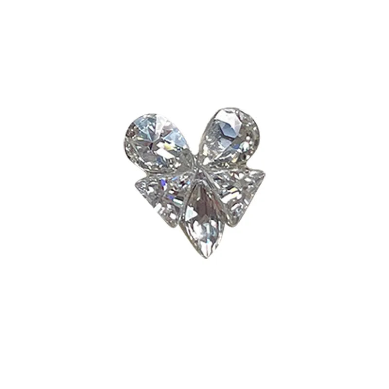 5Pcs French Manicure Love Diamonds - Sparkling Zircon Butterfly & Heart Rhinestones for Elegant 3D Nail Art
