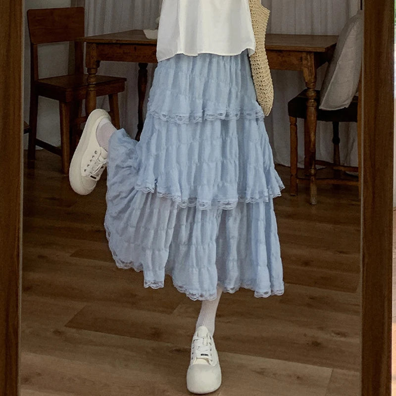 Lace Cake Puff Chiffon Skirt