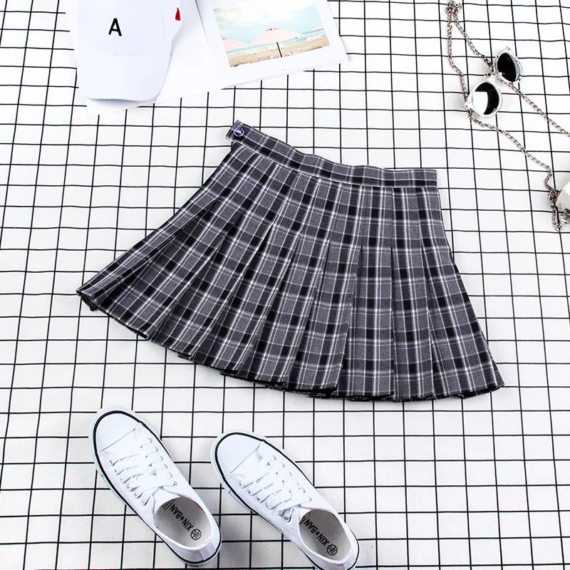 Pleated Plaid Skirt