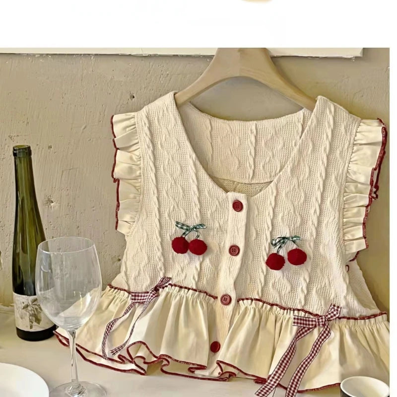 Cherry Knitted Sweater Vest