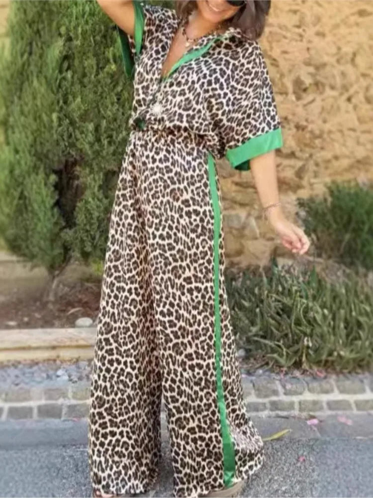Leopard Print Trousers Set