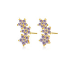 925 Sterling Silver Three Flower Stud Earring