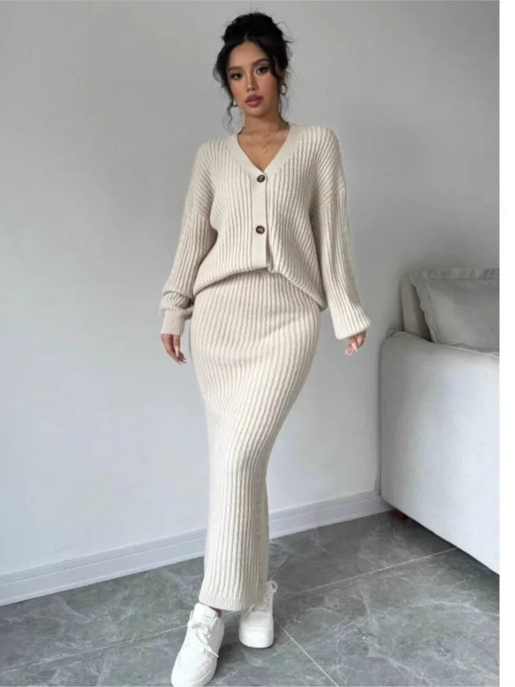 Loose Cardigan Two-Piece Set