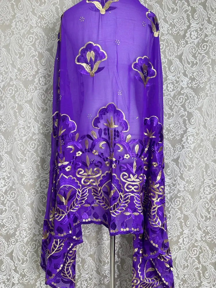 2025 New Dubai Scarf For Muslim Women African Chiffon Big Hijab Islam Hijab Pashmina Turban Headscarf Embroidery Shawls