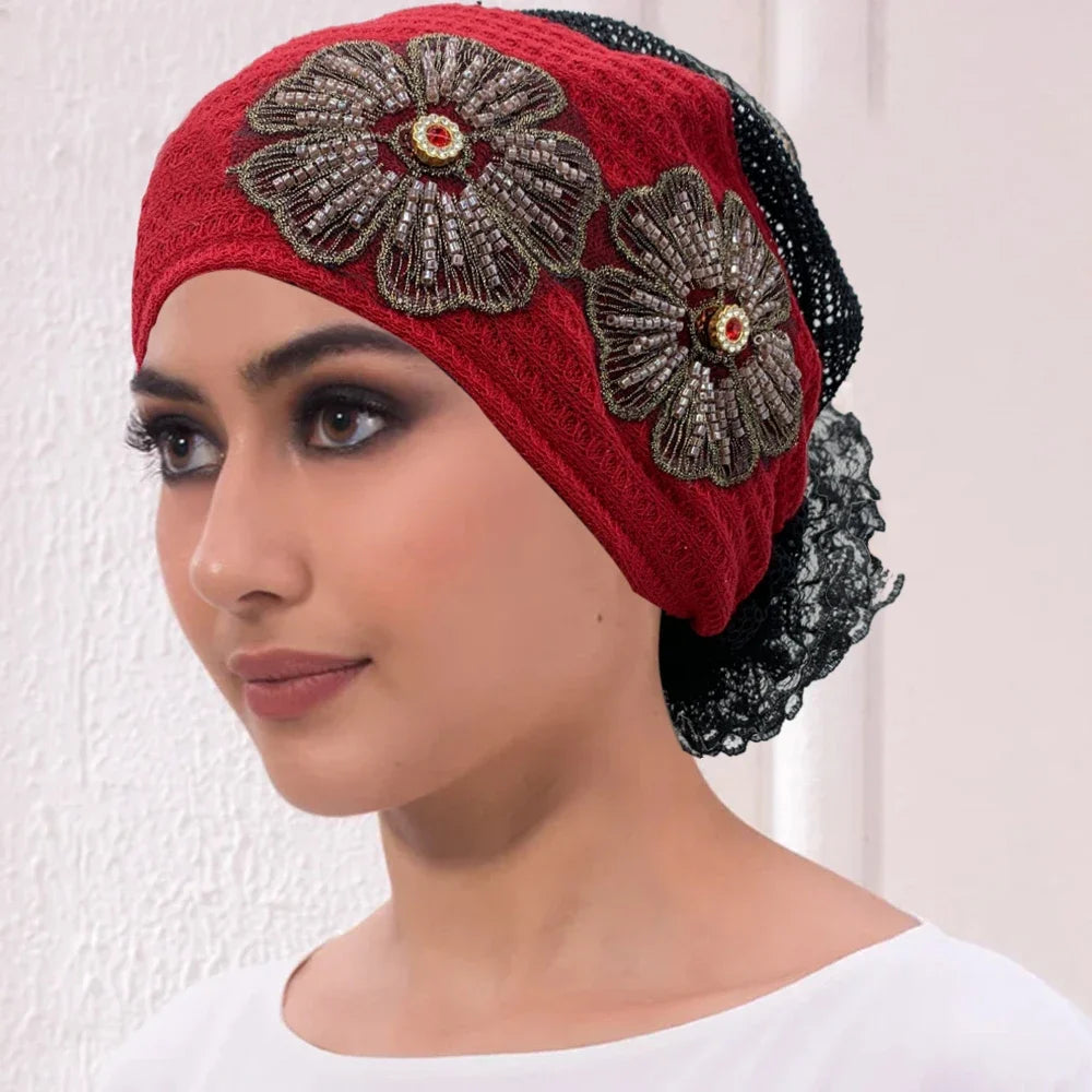 Muslim Under Scarf Hat Cancer Chemo Hats Turbante mujer Embroidery Turban Cap for Women Summer Breathable Head Wraps Bonnet